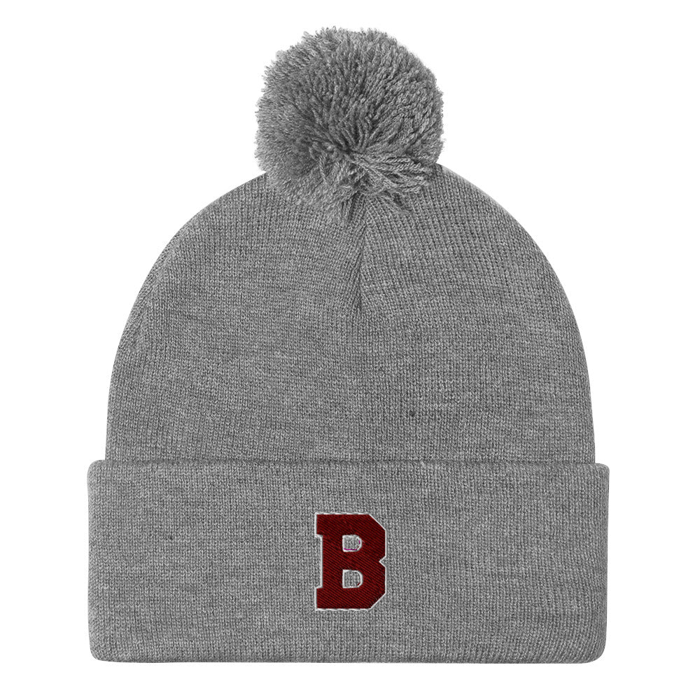 "B" Pom-Pom Beanie
