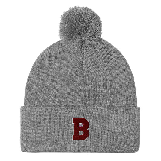 "B" Pom-Pom Beanie