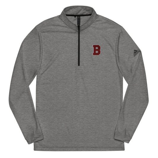 "B" Grey Adidas Quarter Zip Pullover