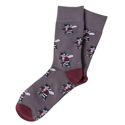 Gray Bee Crew Socks