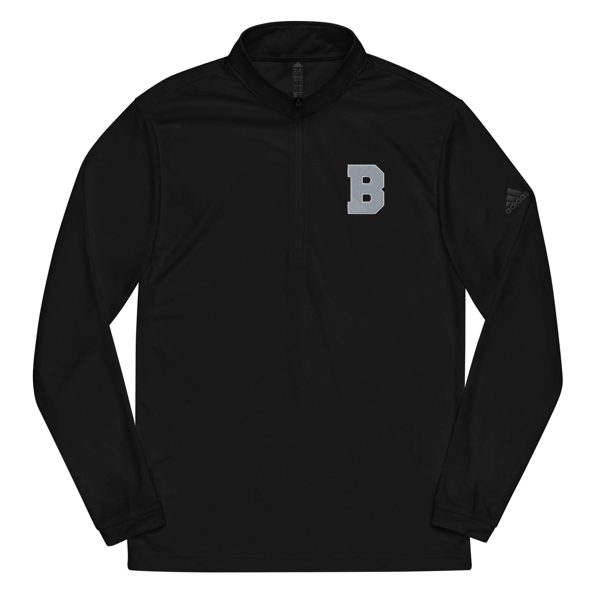 "B" Black Adidas Quarter Zip Pullover