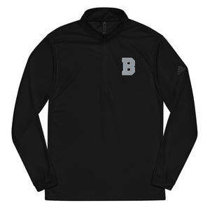 "B" Black Adidas Quarter Zip Pullover